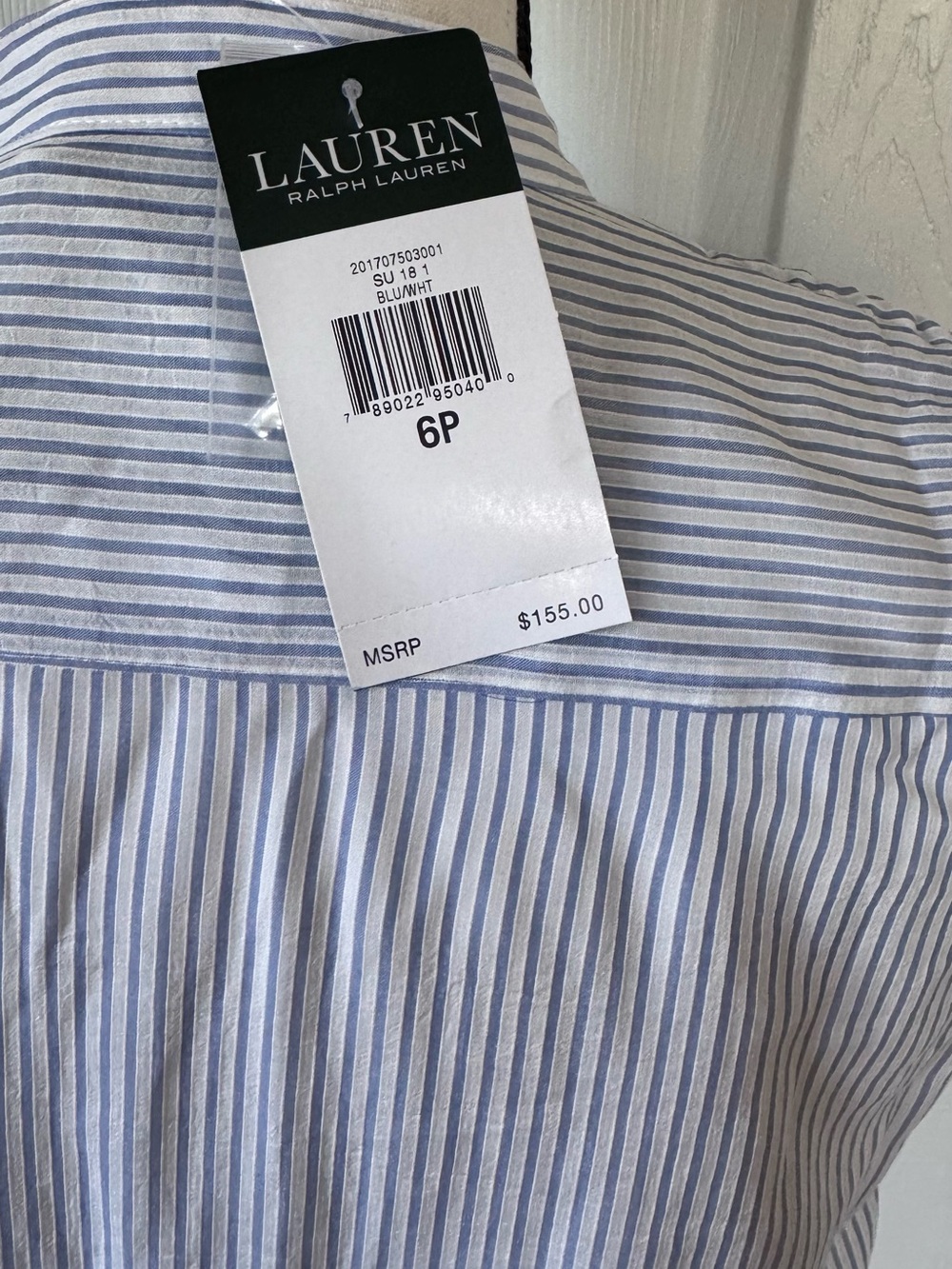 Ralph Lauren Light Blue and White Striped Drawstring Midi Dress - Picture 5 of 10